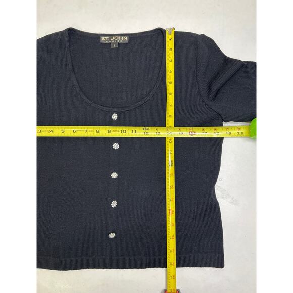 St. John Basics women’s black pullover sweater with crystal buttons. Size 6 - Picture 5 of 6